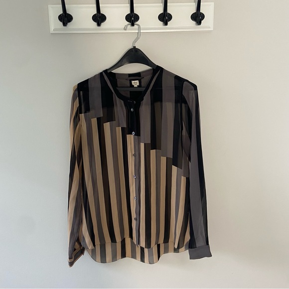 Aritzia Wilfred 100% silk striped blouse size small - Picture 1 of 4